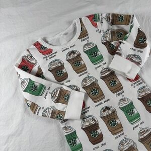 Unbranded Kid's Size 12M White Frappe Coffee One-piece Romper Snaps